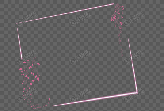 粉色叶子发光边框图片