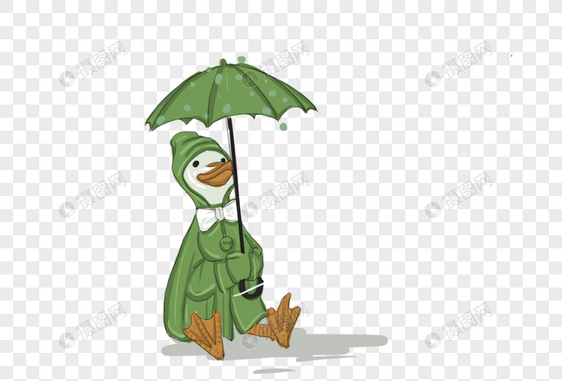 打伞坐着的鸭子图片