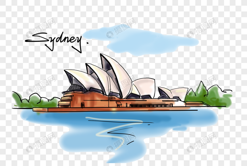 澳大利亚悉尼歌剧院风格创意手绘图片