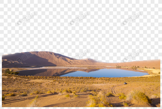 沙漠里的湖泊图片