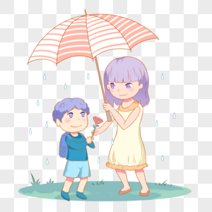 为孩子遮雨的母亲图片素材
