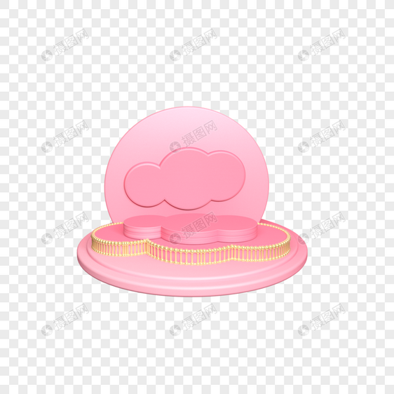 创意粉色云立体插图图片
