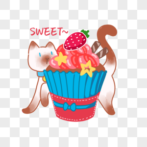 猫甜点--草莓纸杯蛋糕图片