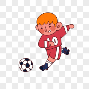 踢足球男孩足球运动员卡通高清图片
