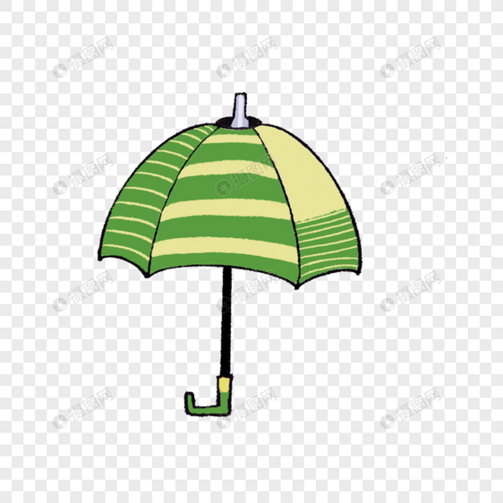一把绿色可爱的雨伞插图图片