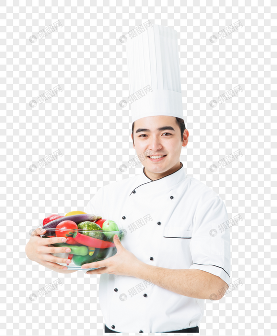 厨师拿捧着蔬菜食材图片