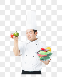 厨师拿着蔬菜食材图片