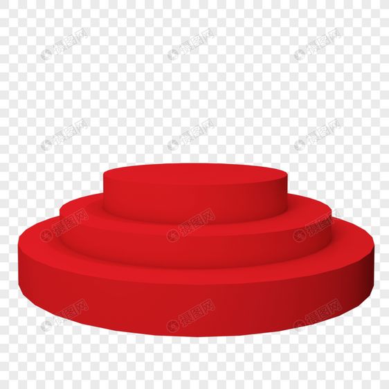 红色立体圆形台阶台子图片