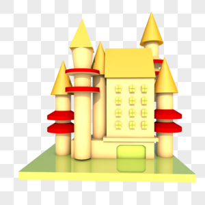 C4D城堡楼房房子插画图片