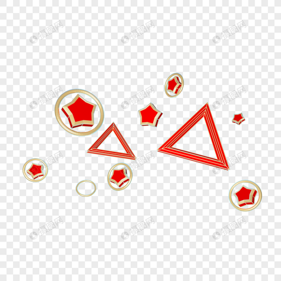 立体中国红几何图案图片