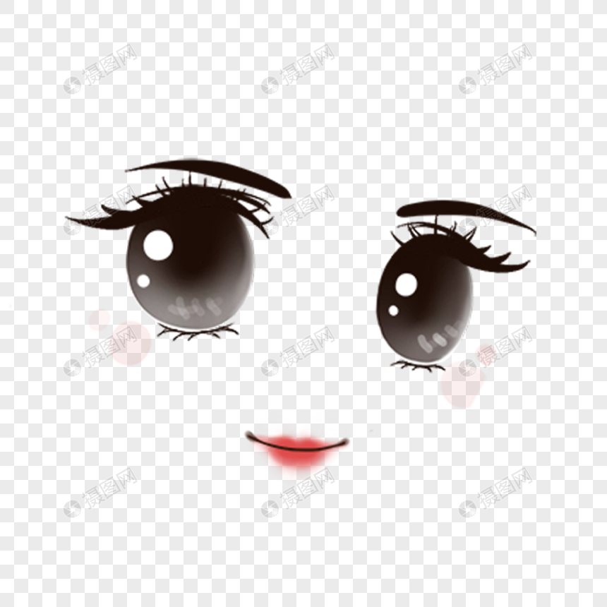 手绘漫画卡通少女q版表情元素素材下载 正版素材 摄图网