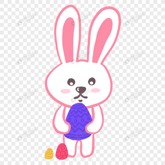 搞怪可爱兔子抱彩蛋过复活节图片