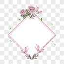 玫瑰花卉菱形边框图片