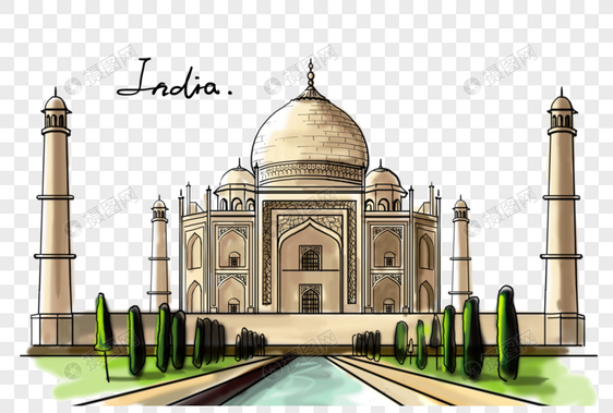 印度地标泰姬陵创意手绘图片