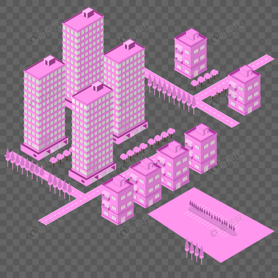 2.5D粉色甜蜜城市图片