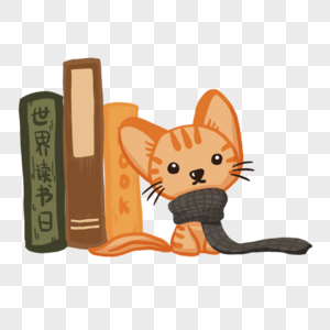 可爱猫咪与书本高清图片