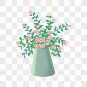 通用油画风春天花卉花朵家居装饰摆设紫阳花花瓶元素素材下载 正版素材 摄图网
