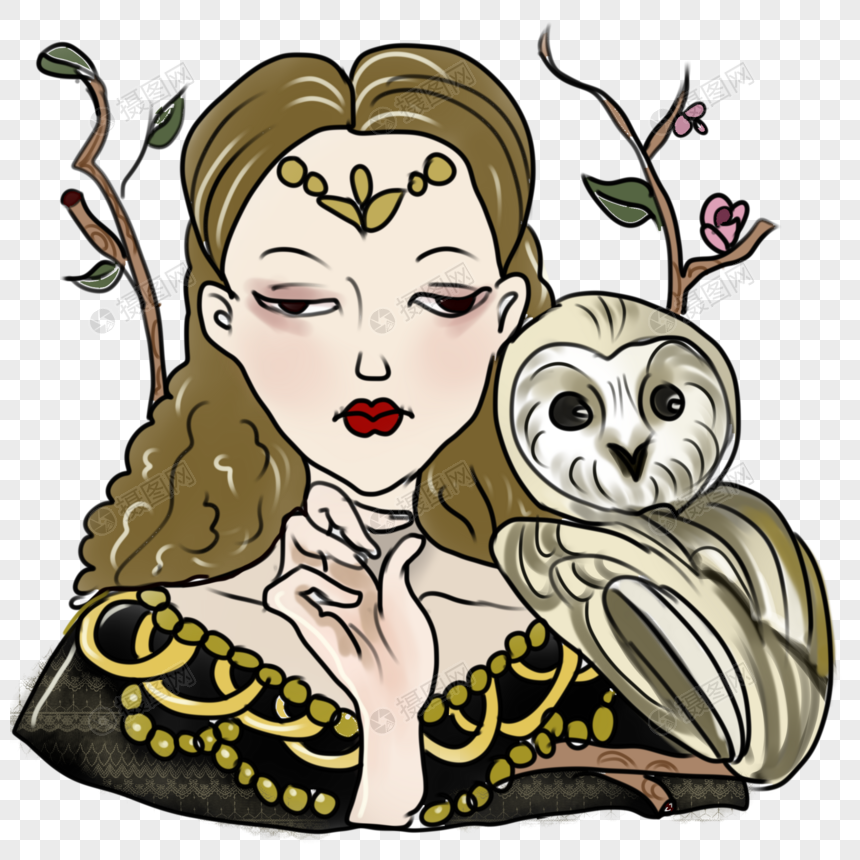 神秘少女创意元素