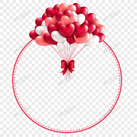 红色气球圆形边框图片