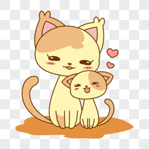 亲子钓鱼猫妈妈和猫宝宝素材