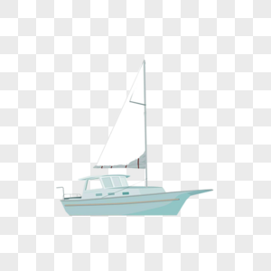 帆船海边小船元素高清图片