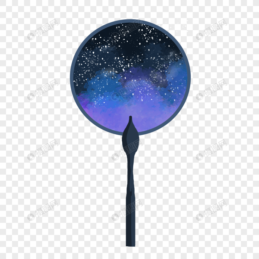 夏天星空扇子团扇渐变手绘装饰图案