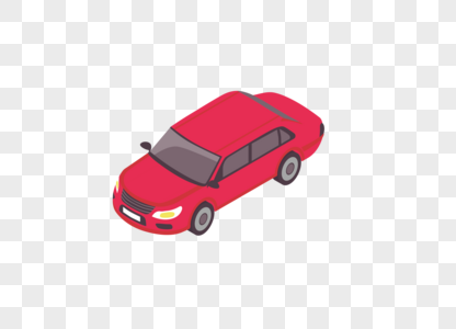 AI矢量图红色小轿车卡通可爱图片