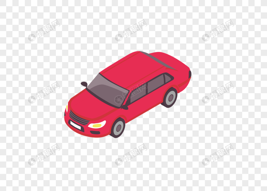 AI矢量图红色小轿车卡通可爱图片