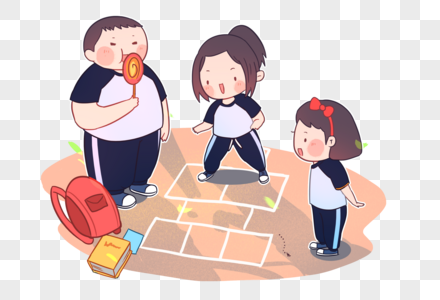 儿童节童年跳飞机可爱卡通插画图片素材