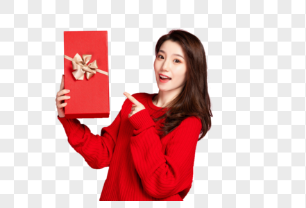 美女拿着礼物盒图片