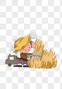 农民割稻草图片