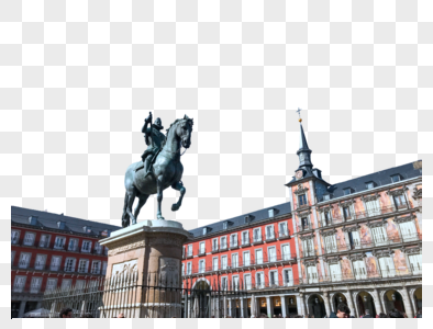 马德里马约尔广场菲利普三世雕塑高清图片