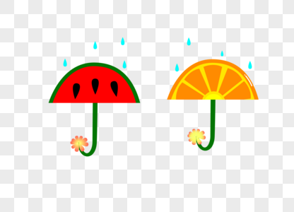 西瓜柠檬水果卡通雨伞矢量图图片