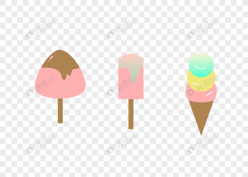 夏季卡通手绘雪糕清凉冰淇淋图片