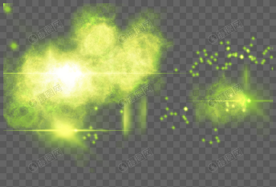 绿色星团斑斓光效图片