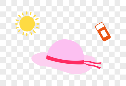 太阳防晒霜太阳帽免抠素材图片