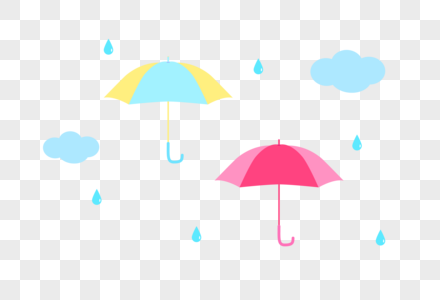 雨伞雨滴云朵矢量小素材高清图片
