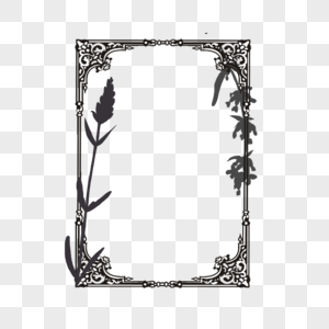 黑色边框黑色植物花纹高清图片
