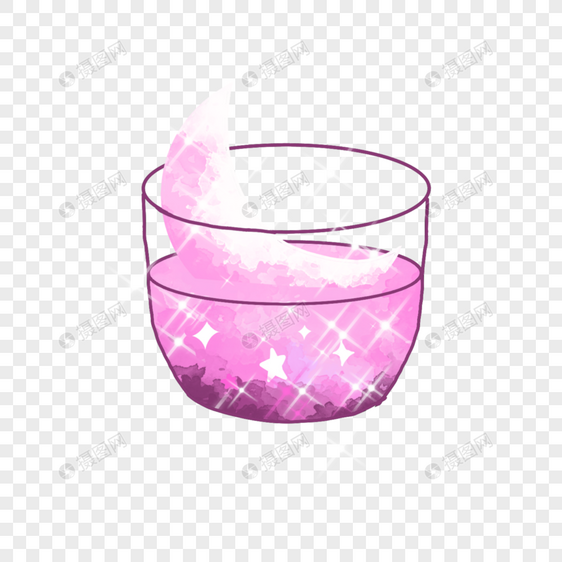 夏日饮料粉色星空月亮杯中月亮水彩手绘装饰图片