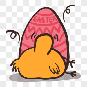 可爱小鸡躺着抱复活蛋图片