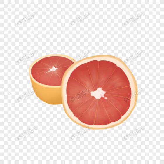两个半块柚子图片