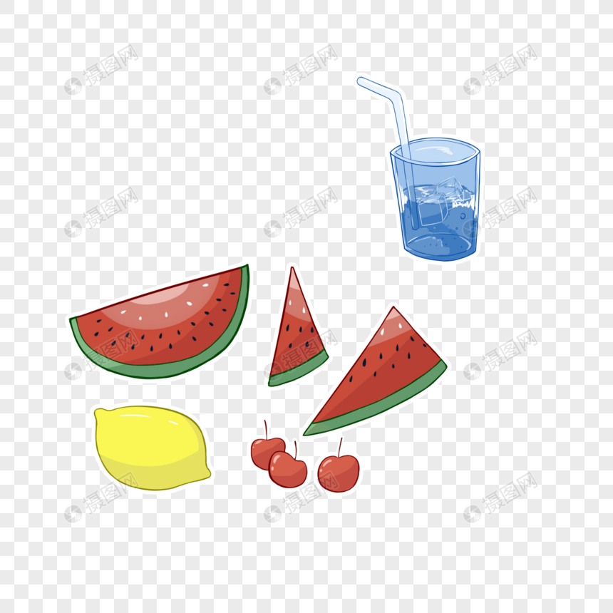 夏天水果冷饮西瓜柠檬图片