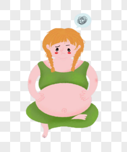 减肥女孩手绘胖女孩高清图片