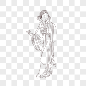 古代人物古代美女线描高清图片