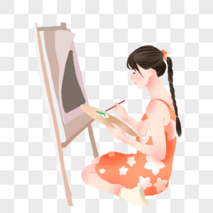 画画女孩手绘图片