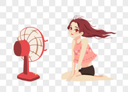 立夏夏天吹电扇的女生图片