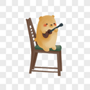 坐在椅子上弹吉他的小熊图片