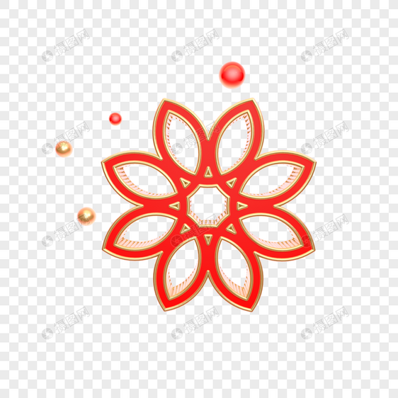 立体红色装饰花朵插图图片
