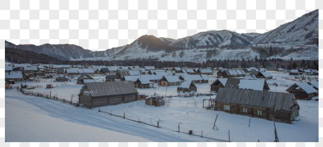 新疆禾木村冬季雪景美景图片