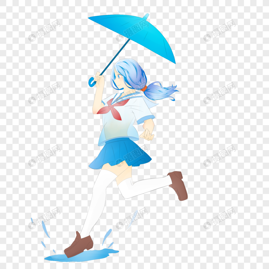 雨中女孩图片